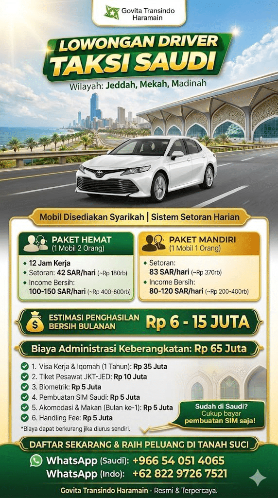 Lowongan Driver Taksi Saudi